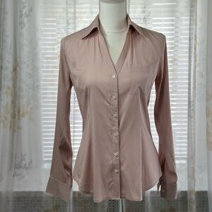 Express Pink Fitted Button Down Shirt